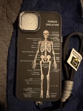 SHEIN Black Phone Case with White Human Skeleton Graphic I phone 13